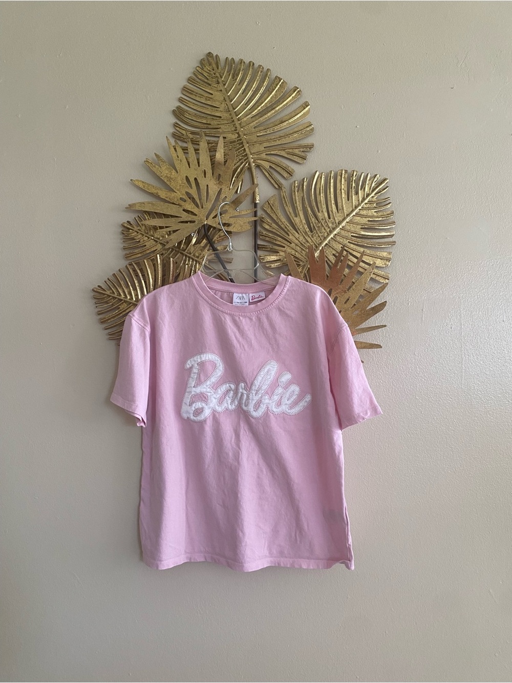 Zara Pink Barbie Script Logo Short Sleeve Tee